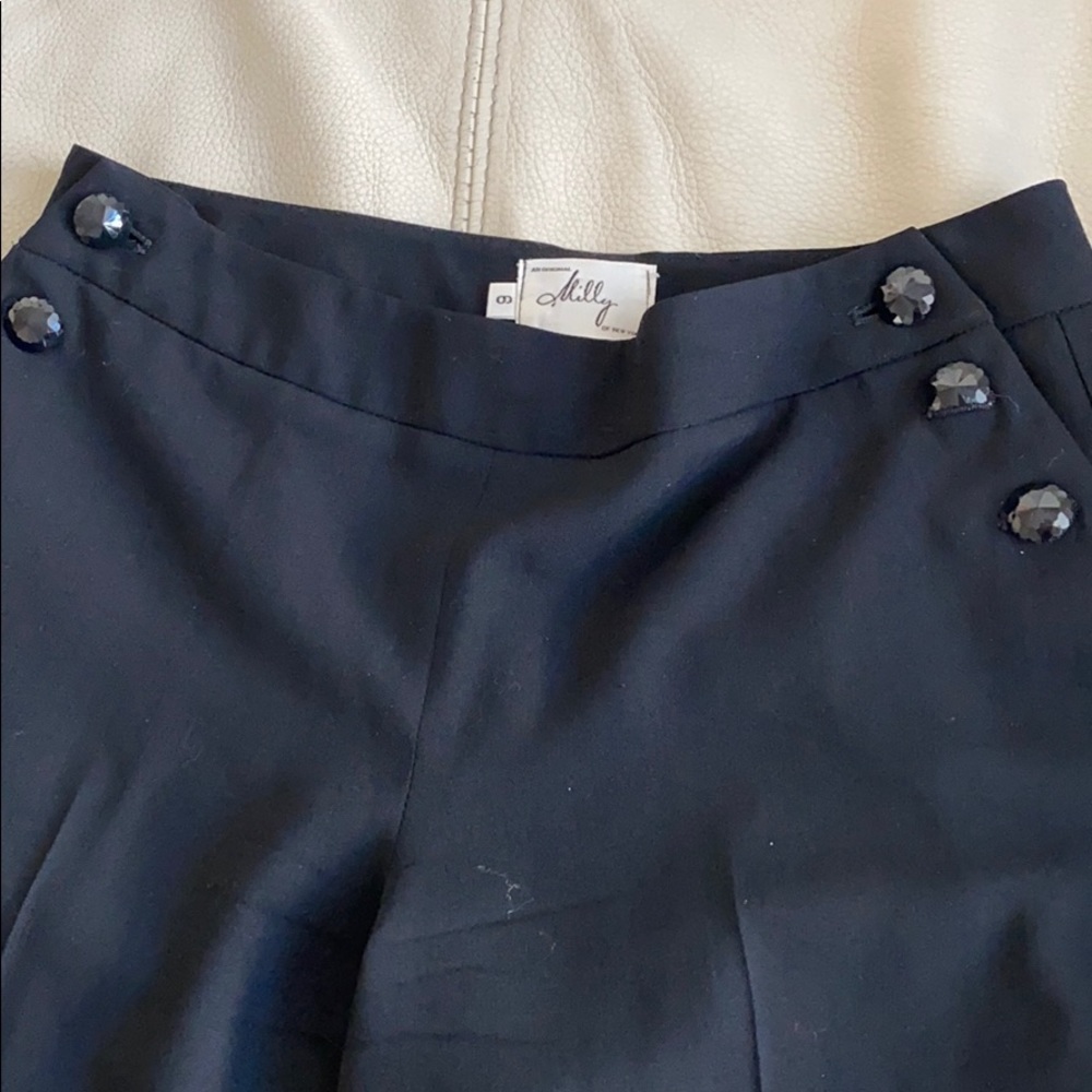 Milly black wide leg pants with buttons size 6